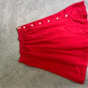 LOFT Red Midi A-Line Skirt with Buttoned Detail Size 10